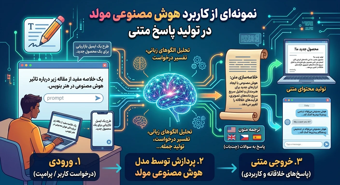 نمونه‌ای از کاربرد هوش مصنوعی مولد در تولید پاسخ متنی